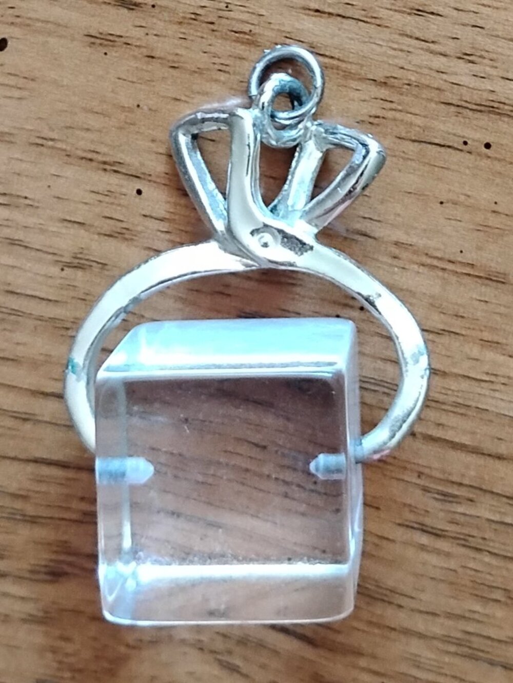Vintage Lucite Pendant Ice Block with Tongs